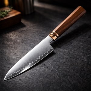 Cuchillo de Cocina Personalizable con Hoja de Acero al Carbono Ambidiestra y Mango de Madera, Forjado, Regalo de Aniversario para Cocineros DIY - Product Image 2