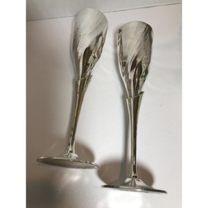 Flûtes à champagne en acier inoxydable à long pied, design classique, ensemble de 2 gobelets de mariage - Product Image 5