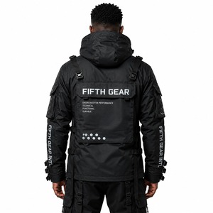 Men's Black Hooded Techwear <b>Jacket</b> <b>Waterproof</b> Breathable Bomber Coat Utility Zip Up Streetwear Outerwear Direct Factory Supplier - Product Image 3