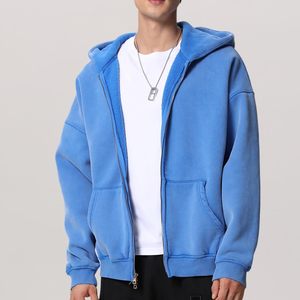 Streetwear Acid Wash Men's Zipper Hoodies Top Seller Heavyweight Oversized Vintage Style Zip <b>up</b> Hoodie For <b>Boys</b> - Product Image 5