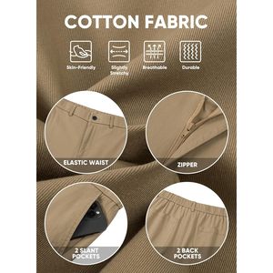 2025 Men's Casual Cotton Twill Dress Shorts with <b>Elastic</b> Waist Bermud - Product Image 4