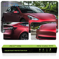 Film de protection de peinture (PPF) en vinyle TPU rouge anti-rayures, film teinté brillant, résistant aux UV, pour décoration automobile, en vente