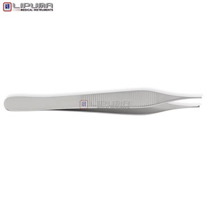 Pinzas de microcirugía 1x2 dientes, micro Adson para tejido, puntas rectas, mango plano, acero inoxidable, instrumentos médicos - Product Image 5