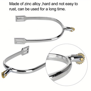Espuelas de Metal de Alta Calidad con Correas de Cuero, Ajuste Cómodo, Equipo de Entrenamiento para Montar a Caballo, para Uso Vaquero y Ecuestre - Product Image 4