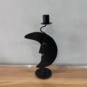 เชิงเทียนเหล็กทรงดวงจันทร์ตกแต่งสีดำตกแต่งบ้าน - Product Image 3