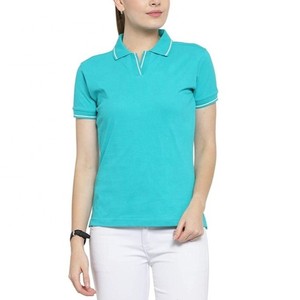 Camiseta Polo Turquesa para Mujer, Diseño ODM OEM, Manga Corta, Color Sólido, Tela Piqué Informal, Largo Regular, 100% Poliéster - Product Image 1
