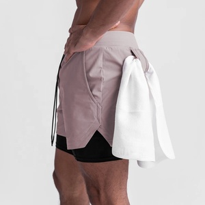 Shorts de sport personnalisés pour hommes, double couche, 2 en 1, pantalon court de loisirs, séchage rapide, pantalon de sport pour hommes avec porte-serviette - Product Image 6