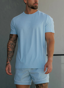 Ensemble t-shirt et short pour homme, style décontracté et sport, avec logo personnalisé, tissu respirant, 2 pièces, ensemble été, vêtements de sport pour homme - Product Image 6
