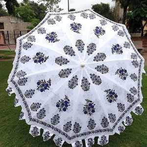 Sombrillas de jardín impresas a mano, parasoles de jardín, sombrillas para exteriores, sombrillas decorativas para bodas, parasoles tribales hechos a mano en India. - Product Image 6