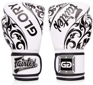 Gants de boxe Top Ten blancs et noirs à motif floral, à lacets, pour adultes, équipement d'entraînement complet - Product Image 2