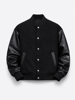 Veste universitaire personnalisée avec logo OEM, manches en cuir pour hommes, vêtements de créateur, veste bomber noire de haute qualité