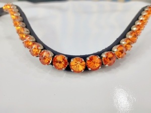 Diadema de cristal naranja real hecha a mano con diamantes para accesorios de brida de caballo, equipo de equitación, proveedor mayorista - Product Image 3