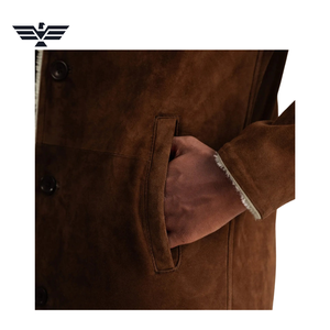 <b>Men's</b> Long <b>Suede</b> Motorcycle <b>Jacket</b> with Faux Fur Lining Stand Collar Single Breasted Breathable Winter Streetwear Outerwear - Product Image 6