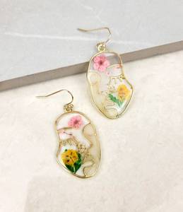 <b>Resin</b> Floral Face <b>Resin</b> Earrings Abstract Bloom Earrings Yellow Flower Earrings Minimal Outline Earrings <b>Resin</b> <b>Crafts</b> - Product Image 2