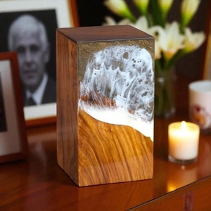 Rosewood Cremation Urn with Resin Ocean Wave - Remembrance <b>Keepsake</b> handmade urn <b>box</b> - Product Image 5