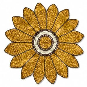 Set de table en feutre non tissé fait main en forme de fleur, motif tournesol jaune, design bohème, nappe décorative - Product Image 1