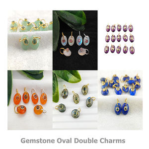 จี้หินสตรอเบอร์รี่ควอตซ์รูปไข่ขนาด 10x8 มม. แบบสองเม็ด พร้อมห่วงเงินแท้ชุบทอง  จี้หินสตรอเบอร์รี่ควอตซ์เพื่อการบำบัด - Product Image 6