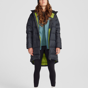 Long Quilted <b>Winter</b> Jacket With Hood Full Sleeves Zipper Closure Solid Color Polyester Shell <b>Thick</b> Warm <b>Coat</b> Contrast Color - Product Image 4
