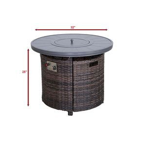 25\" H X 32\" W Espresso Aluminum Outdoor <b>Fire</b> <b>Pit</b> <b>Table</b> with Lid - Product Image 3