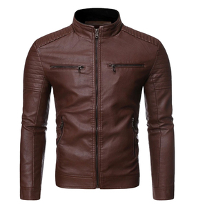 <b>Men's</b> Olive Green Genuine <b>Leather</b> Shell Quick Dry Winter Fashionable Windproof Breathable <b>Jacket</b> Workwear Turn-down Collar - Product Image 6