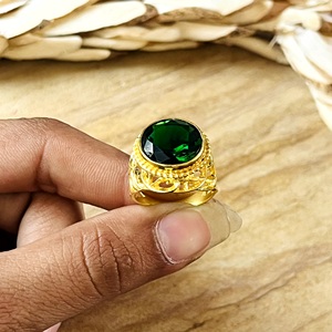 Market Favorite Green Onyx <b>Rings</b> Tribal Brass <b>Ring</b> Women 18k Gold Plated Antique Boho Filigree <b>Statement</b> <b>Ring</b> Wholesale/OEM/ODM - Product Image 2