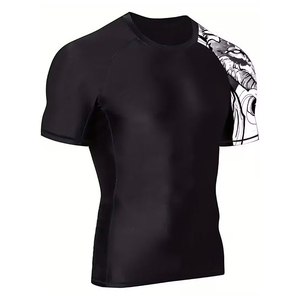<b>Custom</b> <b>Design</b> <b>Compression</b> Gym <b>Shirts</b> Half Sleeve Rash Guard <b>Custom</b> Logo Rash Guard Sublimated Men Rash Guard Top - Product Image 1