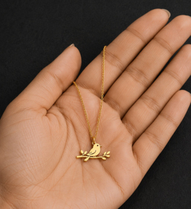 Collar con Colgante de Rama de Pájaro en Plata de Ley 925 con Baño de Rodio/Oro, Joyería Fina para Uso Diario Unisex - Product Image 3