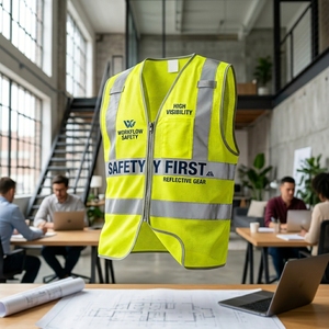 Custom Logo <b>Security</b> High Visibility Worker Workwear Industrial Construction Road Traffic Hi Vis Reflective Safety Work Vest - Product Image 4