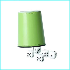Gobelet à dés en PU vert avec 5 dés blancs, ensemble de jeu classique pour adultes, design moulé durable - Product Image 4