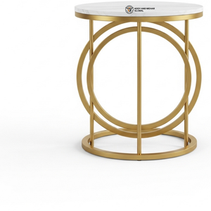 Industrial Rectangular <b>Grey</b> Marble Stool with Black Metal O-<b>Frame</b> Base Modern Geometric Side Table for Living Room & Office - Product Image 5