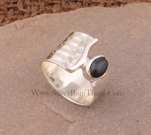 แหวนเงินแท้ 925 ประดับพลอยออนิกซ์สีดำธรรมชาติสไตล์วินเทจ แหวนตราประทับสำหรับผู้หญิง แหวนวงใหญ่ทรงสี่เหลี่ยม เหมาะสำหรับงานปาร์ตี้ ขายส่ง - Product Image 3