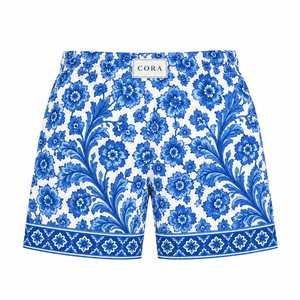 Blue Floral Print <b>Women's</b> Polyester Winter <b>Swim</b> <b>Shorts</b> Casual Wear - Product Image 2
