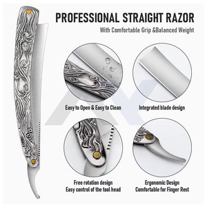 Navaja de Afeitar Recta de Acero Inoxidable Premium con Cuero de Primera Capa para Barbería y Cuidado Personal en Casa y Salón - Product Image 6