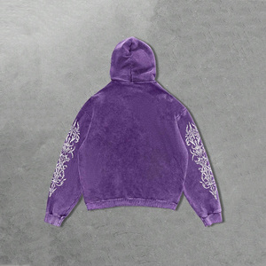 Winter New Style Lined Casual Solid Hoodies Oem Service Custom Print logo <b>350</b> Grams Loose Hip Hop Fleece Hooded for Men - Product Image 5