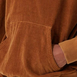 Sweat à capuche en velours côtelé à carreaux pour homme, style streetwear, avec poche kangourou et impression numérique, collection printemps, marron - Product Image 5