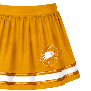 Mustard Yellow Cheerleading <b>Skirt</b> Pleated Athletic Uniform <b>Skirt</b> With Striped Trim Team Performance Wear Custom Sports Apparel - Product Image 4