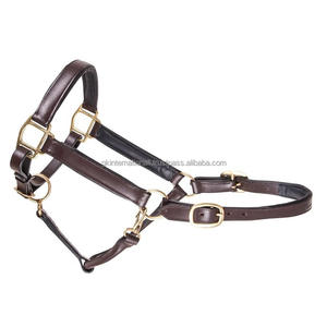 Entièrement réglable Heavy Duty extra comfort rembourré en cuir cheval licou double couronne boucle roulée gorge avec snap pleine tailles cob - Product Image 1