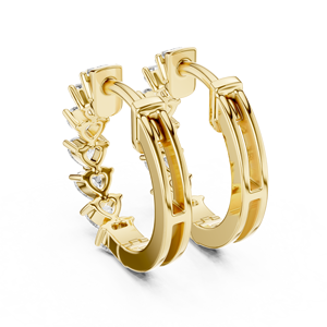 Ensemble de boucles d'oreilles créoles en or jaune 18 carats plaqué rhodium, diamants de laboratoire taille cœur 2,52 carats, certifiés IGI, pour usage quotidien et événements élégants - Product Image 5