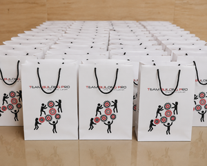 Luxury White <b>Paper</b> Shopping Bags with Custom Logo Black Rope Handles Recyclable Gift Packaging Bags for Corporate Branding - Product Image 3