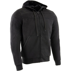 SAMROZ SPORTS Men's Streetguard Riding Hoodie - Aramid Reinforced with CE Shoulder and Elbow Armor - Black - Product Image 1