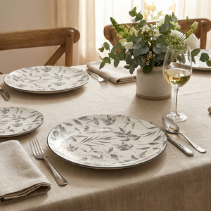 Ivory 10.8-Inch Porcelain <b>Dining</b> Plates <b>Set</b> of 6 Durable and Dishwasher Safe for Restaurant Use Customizable Logo - Product Image 3