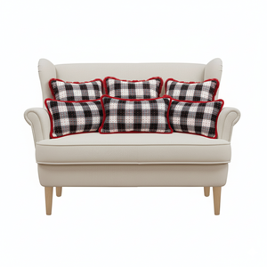 SOGA Juego de 6 Fundas de Cojín de Felpa con Diseño a Cuadros Buffalo Plaid de 4x45cm y 2 Fundas de Almohada de 30x50cm, Suaves y Cálidas - Product Image 4