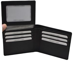 Cartera Bifold de Cuero Genuino para Hombre con Múltiples Ranuras para Tarjetas, Forro a Rayas, Diseño Minimalista, Cierre de Pliegue Corto - Product Image 4