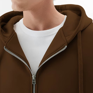 Sudadera con capucha de forro polar con cremallera extragrande para hombre con logotipo personalizado, estilo casual urbano. - Product Image 6