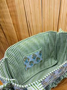 Premium Handmade Quilted Cotton Frill Mini Tote Bag Floral Block Print Shoulder Handbag Reusable Eco Friendly <b>Small</b> <b>Shopping</b> Bag - Product Image 6
