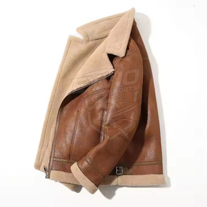 Hot Selling <b>Men</b> Clothing <b>Shearling</b> Leather <b>Jacket</b> New Fashion <b>Men</b> Winter <b>Jacket</b> Breathable <b>Shearling</b> Leather <b>Jacket</b> - Product Image 3