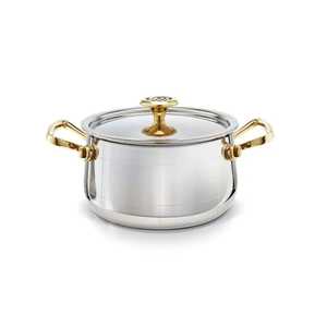 Casserole de luxe dorée texturée, pot isotherme avec couvercle à bouton en bois en forme de croissant de lune, doublure en acier inoxydable, chauffe-plats Ramadan - Product Image 4