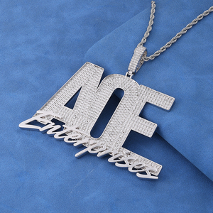 Pendentif AOE Enterprise en Moissanite pour Homme, Argent 925, Personnalisable avec Nom, Collier Hip Hop Iced Out, Bijou Léger et Audacieux - Product Image 4