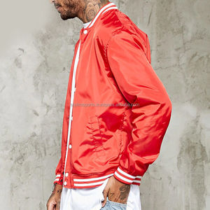 High Quality Satin Bomber Varsity <b>Jacket</b> <b>Men</b> Women Plus Size Custom Logo Hooded Collar <b>Light</b> Winter Work Single Fabric Package - Product Image 3