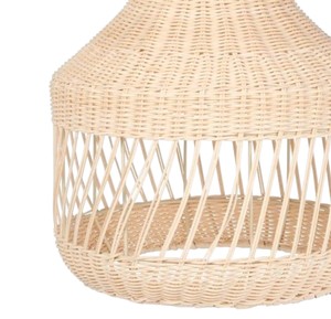Unique Two-Section Shape Rattan Lampshade Hand-Woven Pendant <b>Light</b> Fixture Decorative Ceiling Hanging <b>Chandelier</b> For Cafe Bar - Product Image 5